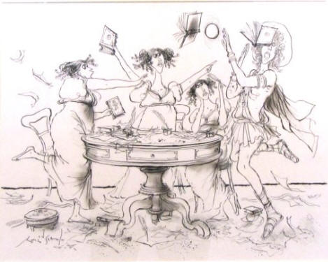 Ronald Searle, Crossed Paths: The Bront� Sisters meet  Paris, 1992, Foto: Abel Doering